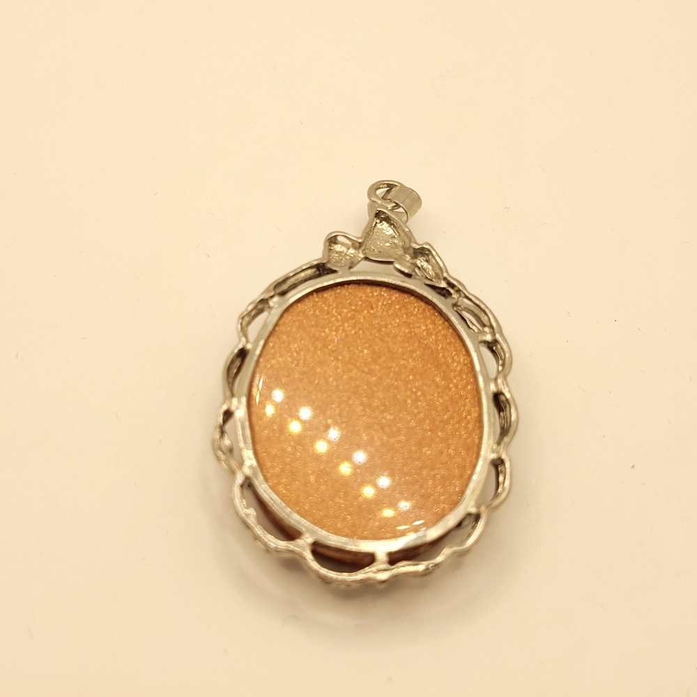 Silver Tone Large Sun Stone Statement Necklace Pe… - image 6